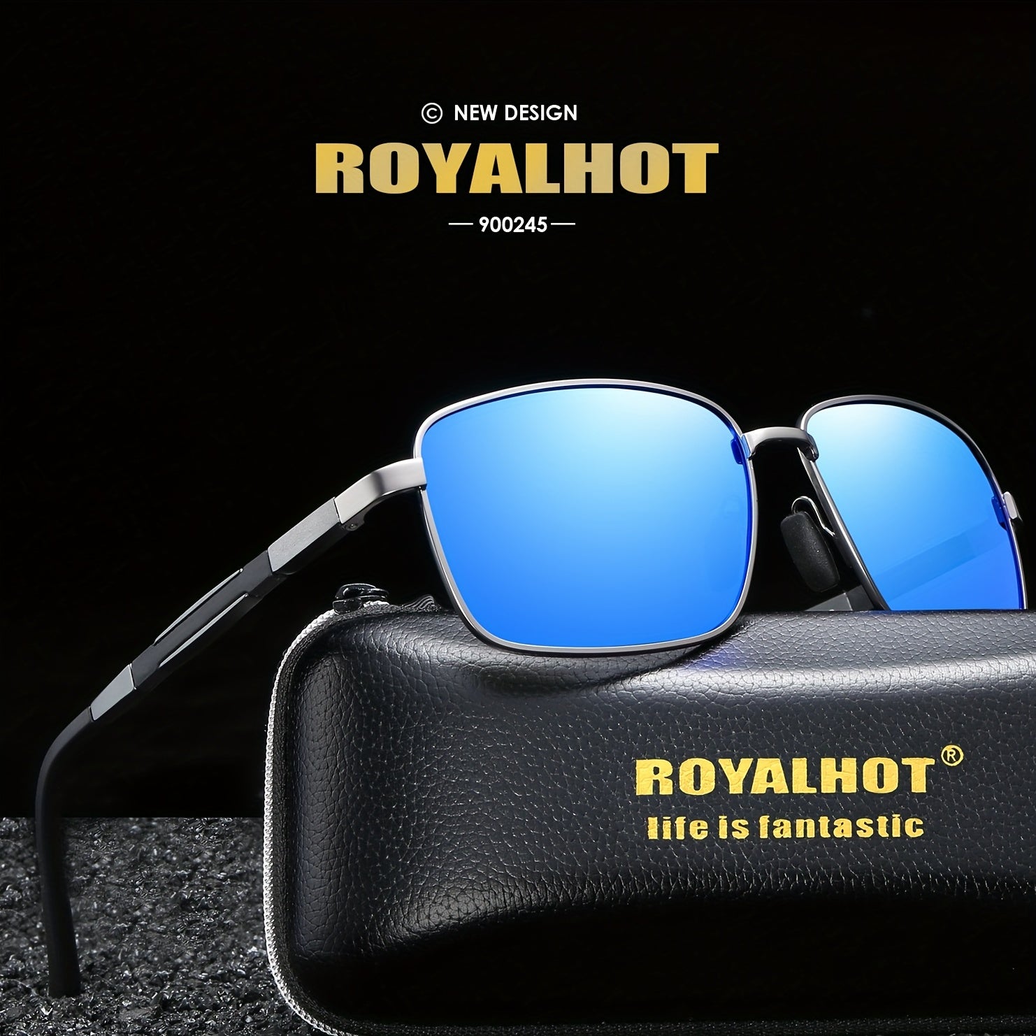 RoyalHot Square Metal Alloy Polarized Sunglasses