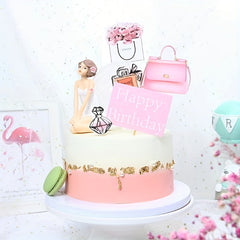 8pcs Birthday Cake Decoration Set - Makeup Theme