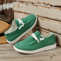 Women's Slip-On Canvas Shoes Round Toe Loafers Casual Walking Flats
