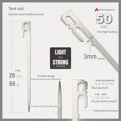 6pcs 27.94cm Stainless Steel Tent Nails with Carabiner