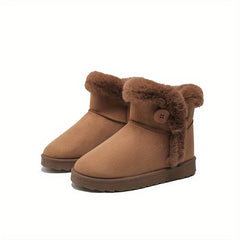 Fur Lined Thermal Snow Boots Slip On Ankle Round Toe Winter Boots