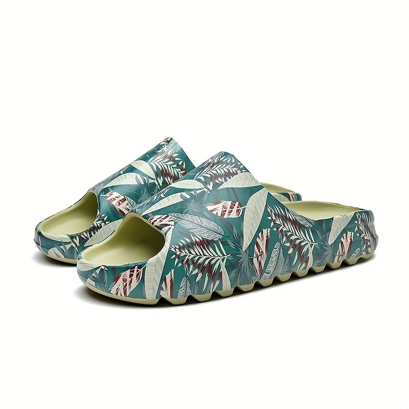 Men's Graphic Print Platform Slides for Summer