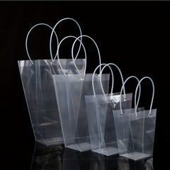 2pcs Transparent Trapezoidal Flower Net Red Handbag Bouquet Plastic Handbag