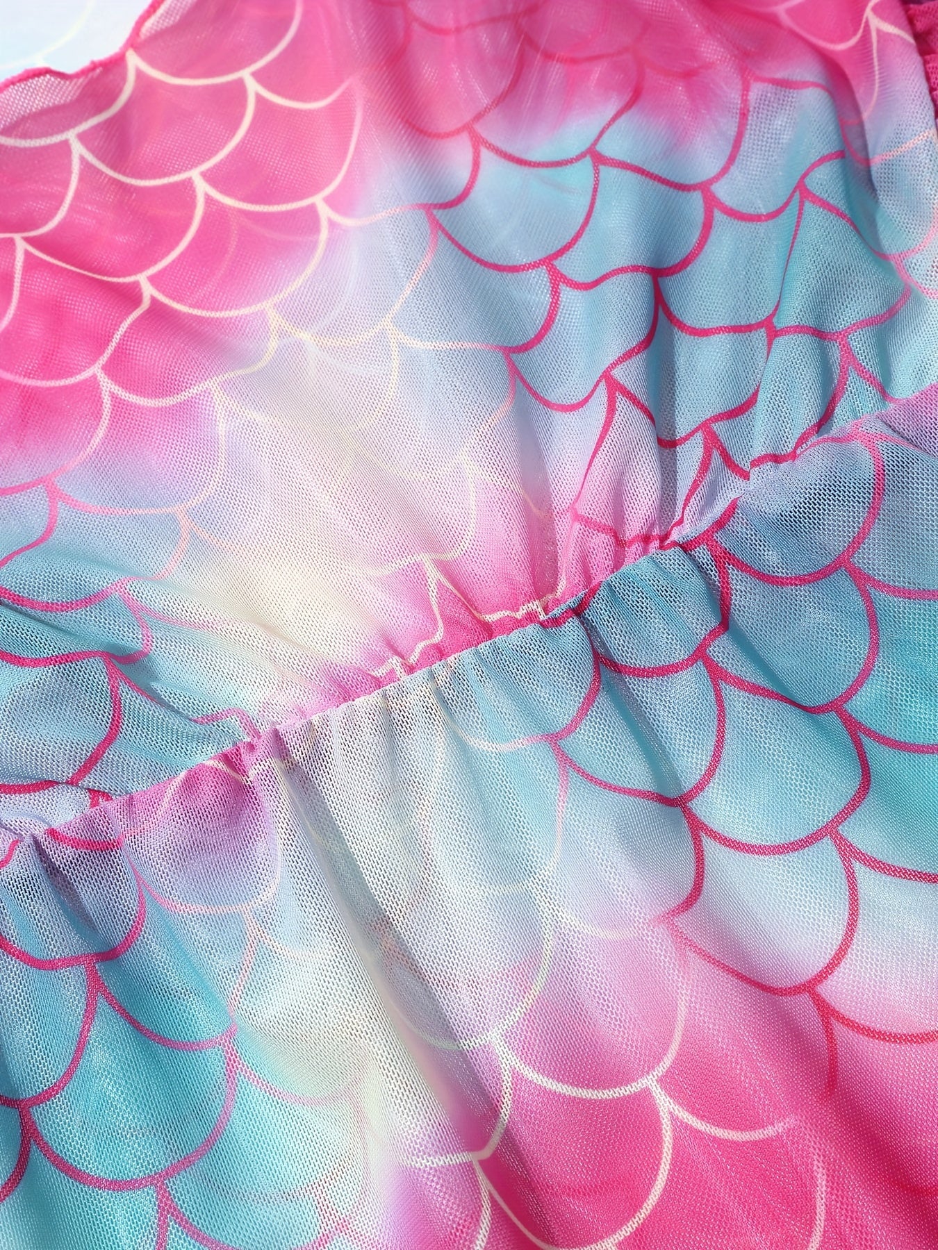 Toddler Girls Gradient Fish Scale Ruffle Trim Cover Up for Summer