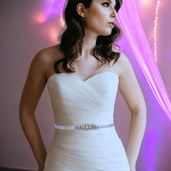 Rhinestone & Faux Pearl Waist Belt For Dresses Weddings Parties
