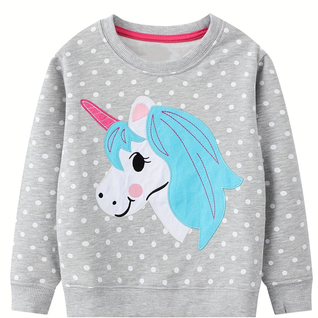 Girls Unicorn Crew Neck Sweatshirts for Sports Casual Outfit