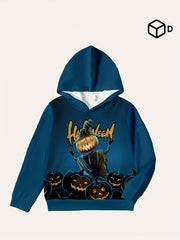 Pumpkin Witch Pattern Kid's Hoodie HALLOWEEN Print Unisex Pullover Causal