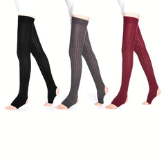 2 Pairs Knitted Thigh High Socks Women's Stockings