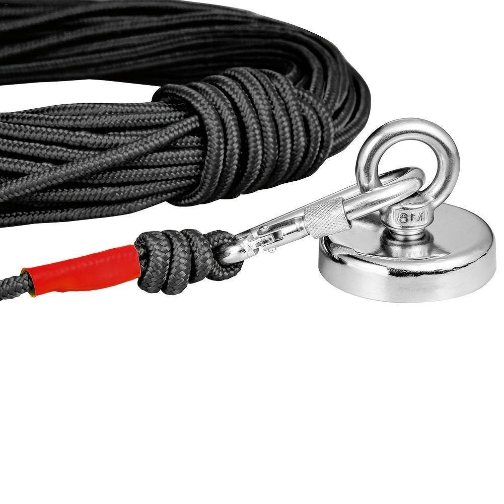 4pcs Fishing Magnet Kit - Outdoor Salvage Set With 65ft Rope, Gloves & Carabiner