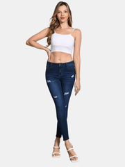 Ripped Skinny Jeans Distressed Slash Pockets Slim Fit High Stretch Denim Pants