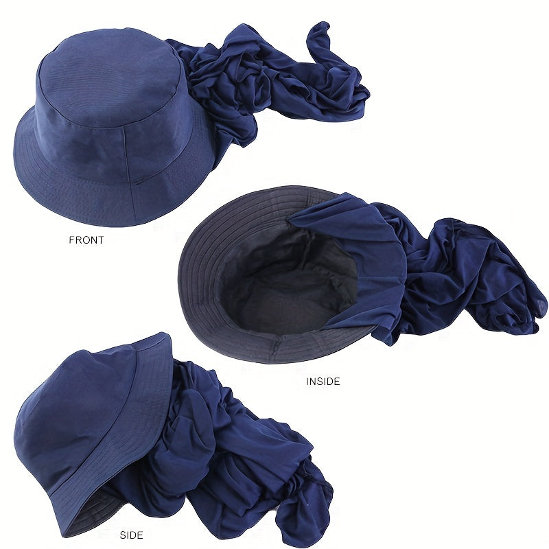 Women Jersey Hijab Head Wrap With Bucket Hat Sun Visor