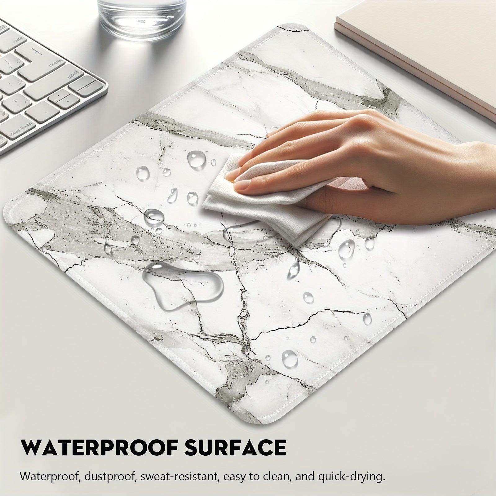 Grey Marble Mouse Pad with Stitched Edges