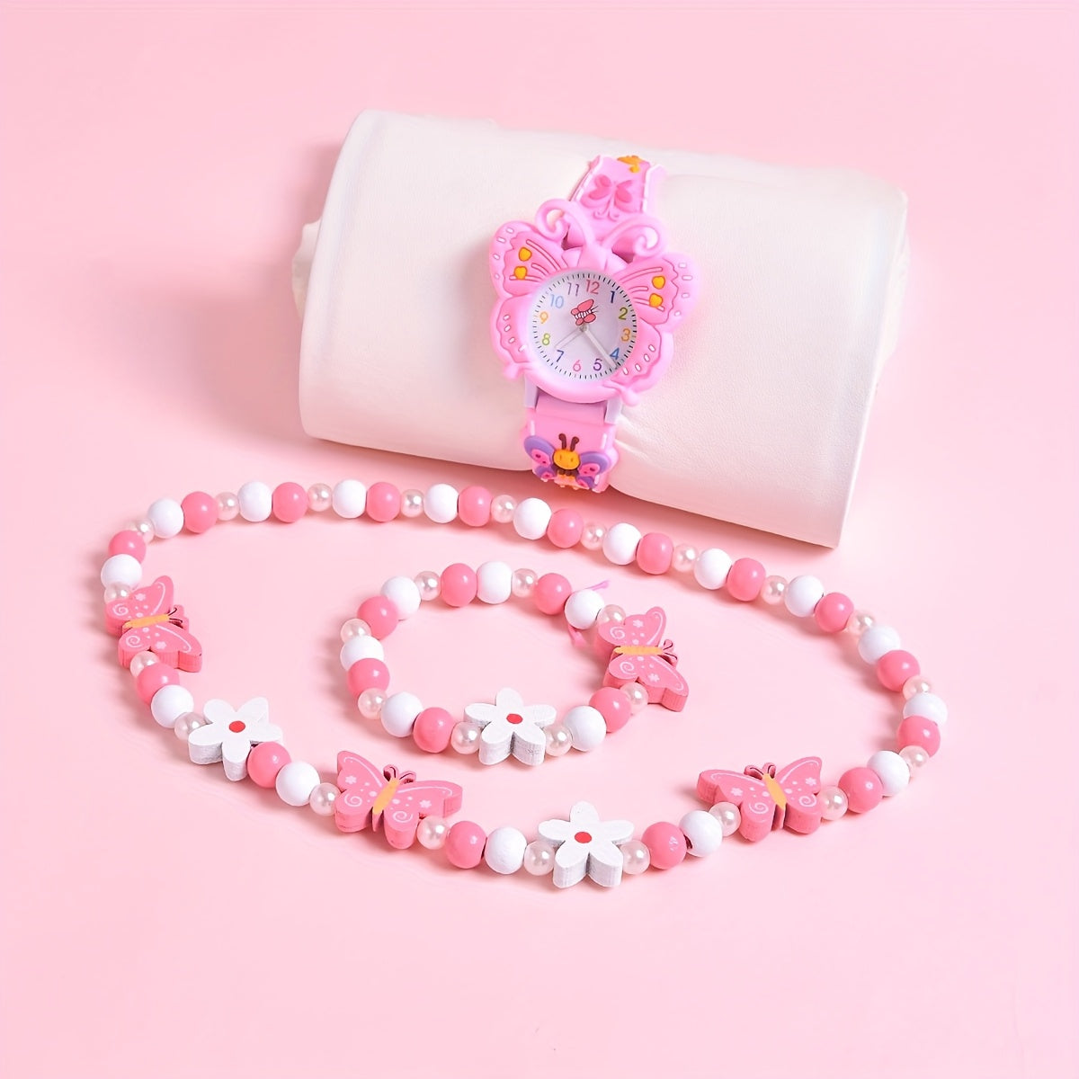 3pcs Butterfly Strap Girls' Cartoon Watch