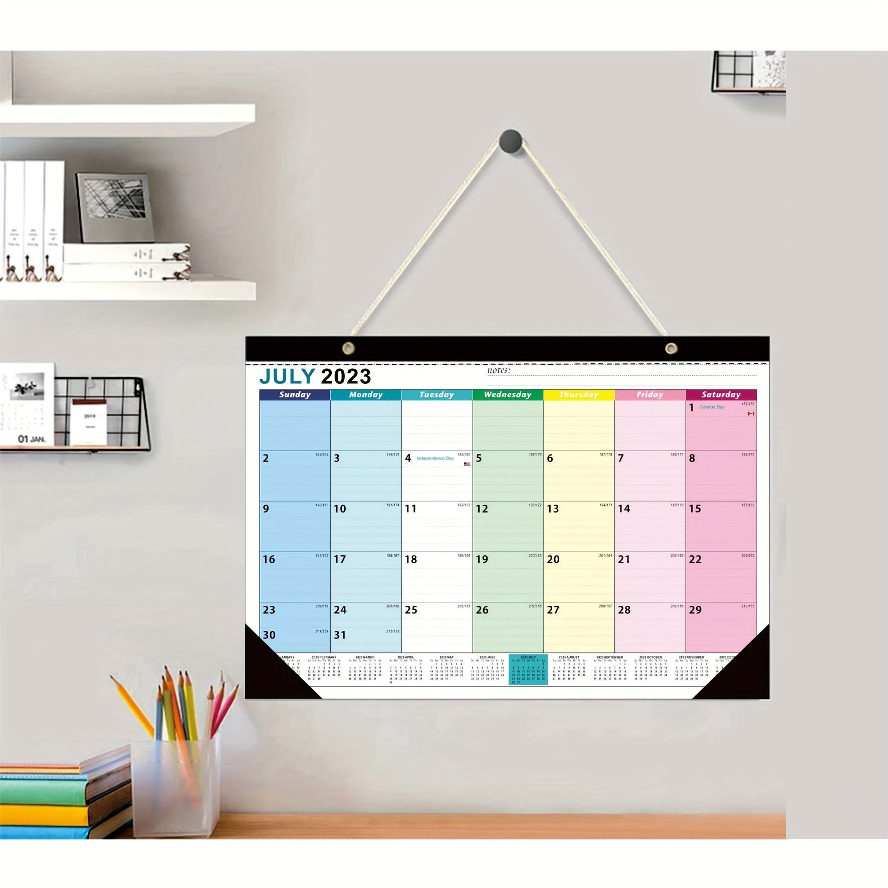 2023 Wall Calendar 17x12In Matte Cover Transparent PVC Writing Paper Printing