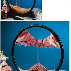 Moving Sand Art Picture Round Glass 3D Deep Sea Sandscape Liquid Motion Frame