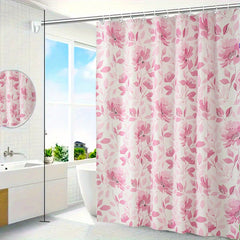 Flower Print Shower Curtain 72in Waterproof Mildew Proof Bathroom Decor