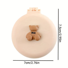 Mini Compact Hair Brush & Mirror for Purse Pocket - Round Folding Comb