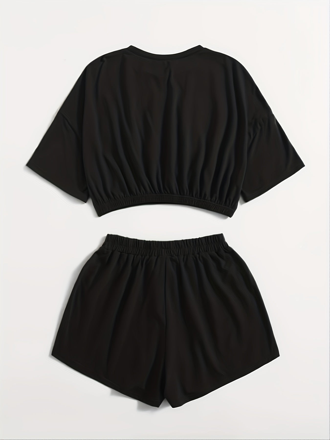 Women's Sporty Loungewear Set Crop Top & Drawstring Short