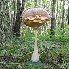 Hand Carved Mushroom Statue for Patio or Garden Decor