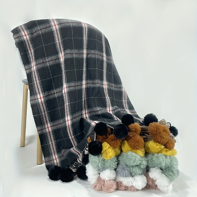 Plaid Scarf Faux Cashmere Shawl Casual Head Wrap Gift For Mother