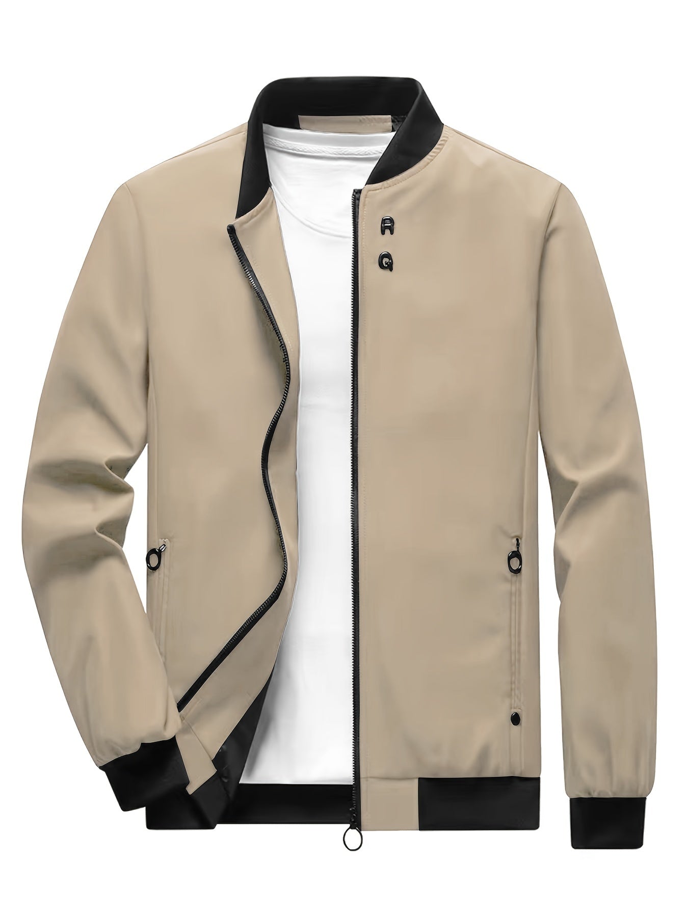 Men's Stand Collar Windbreaker Zip Up Jacket