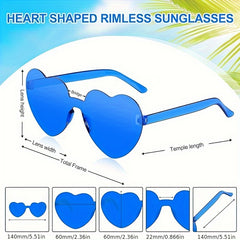 2pcs Frameless Heart Shaped Sunglasses for Parties