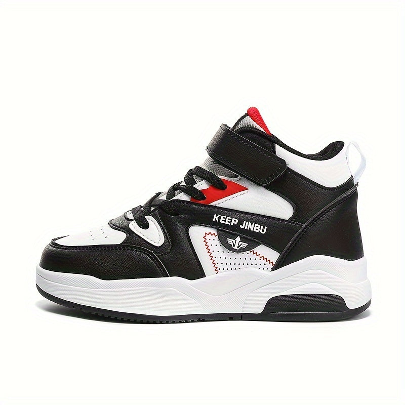 Boy's High Top Skate Shoes Comfy Non Slip Casual Lace Up Sneakers For Kids