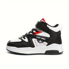 Boy's High Top Skate Shoes Comfy Non Slip Casual Lace Up Sneakers For Kids