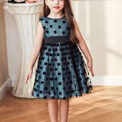 Baby Girls Polka Dot Mesh Gown Dress For Party