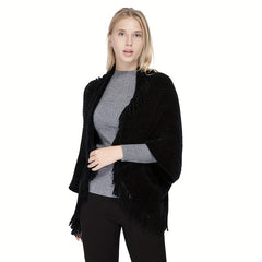 Warm Knitted Cardigan Fringe Shawl Wrap Windproof Cape