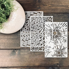 8pcs Reusable Painting Stencil Molecules Abstract Bricks Crocodile Irreg