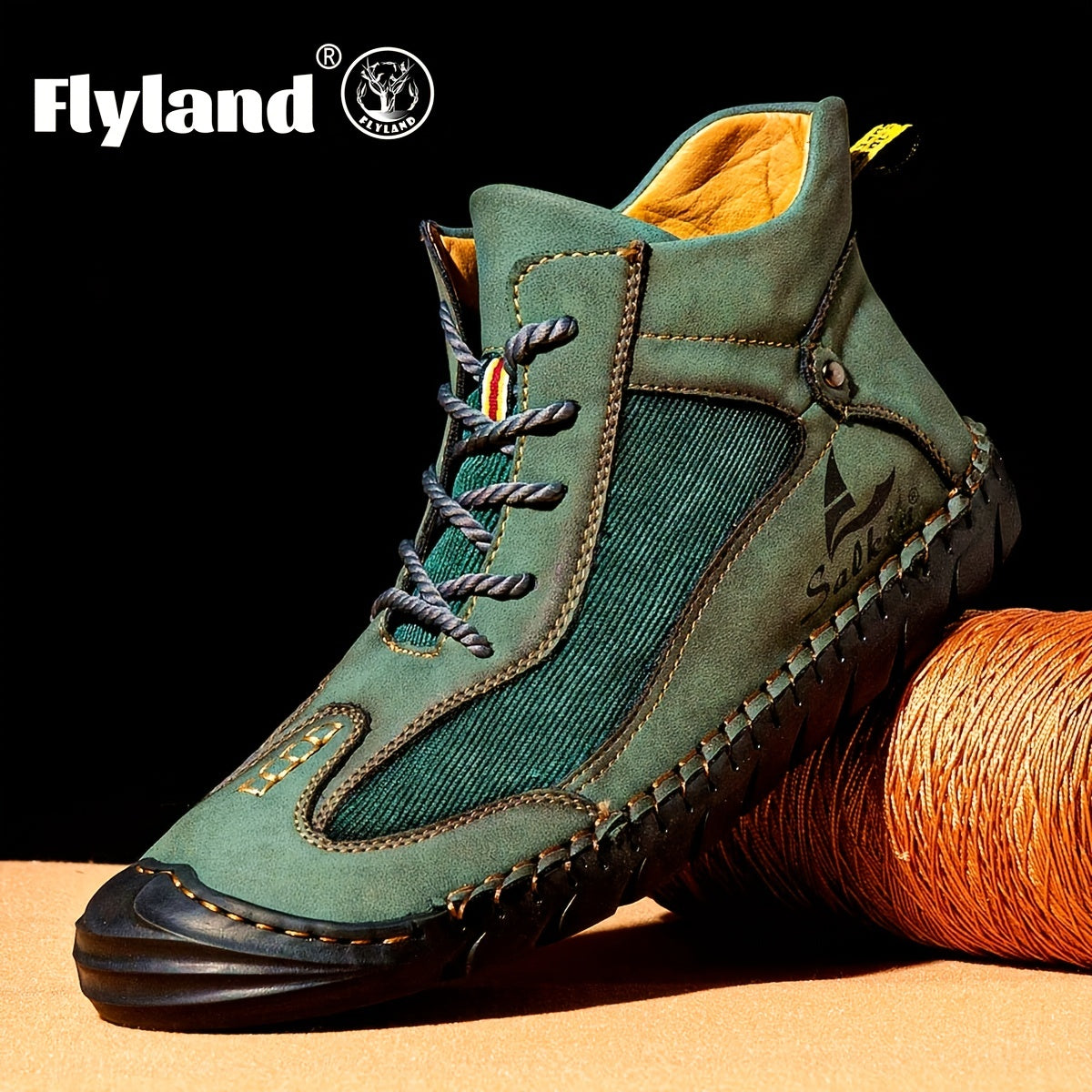 FLYLAND Men's Retro Casual Lightweight Ankle Boots Rubber Sole