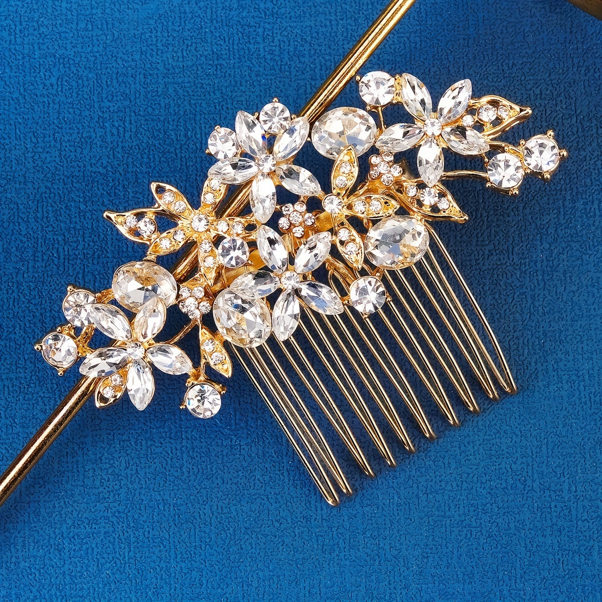 Boho Style Bridal Hair Comb Crystal Flower Hair Comb