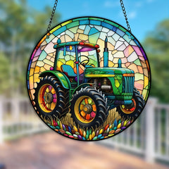 Tractor Pattern Suncatcher Home Decor & Field Tractor Lover
