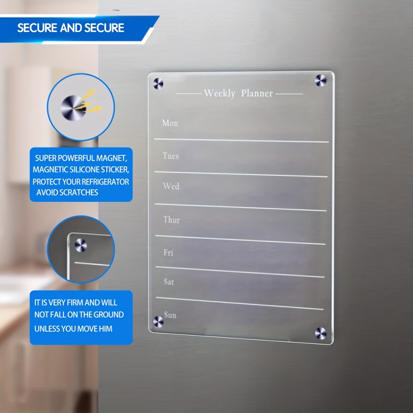 20x30 Acrylic Magnetic Dry Erase Board for Fridge Clear Magnet Calendar