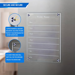 20x30 Acrylic Magnetic Dry Erase Board for Fridge Clear Magnet Calendar