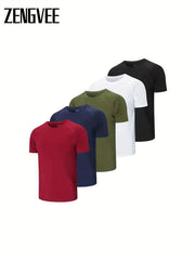 Zengvee Men's Moisture Wicking Workout Shirts - Athletic Fit Crew Neck