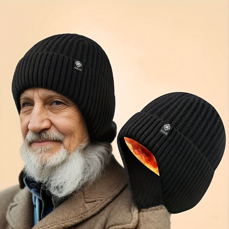 Men's Winter Knitted Hat Plus Velvet Thickened Ear Protection Beanie