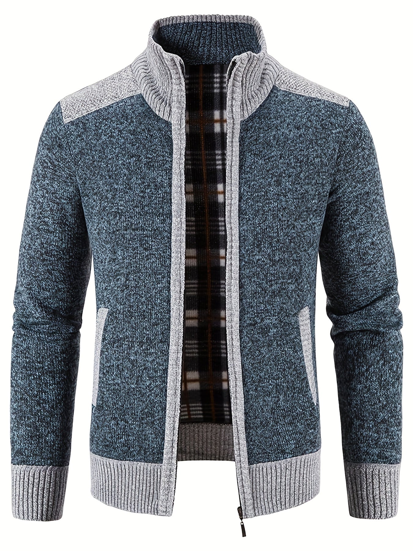 Men's Casual Full Zip Cardigan Knitted Sweater Coat With Pockets