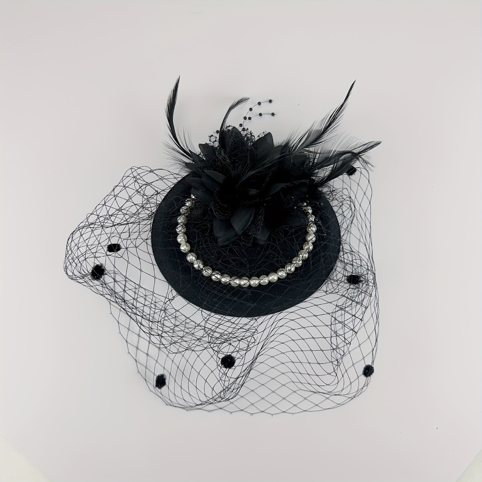 Qianlandanya Vintage French Fascinator Hat Mesh Headpiece with Bow
