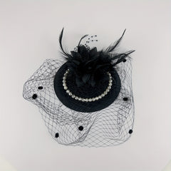 Qianlandanya Vintage French Fascinator Hat Mesh Headpiece with Bow