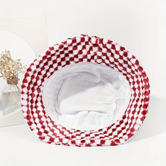 Plaid Plush Bucket Hat Lightweight Basin Hat Unisex Fisherman Hats