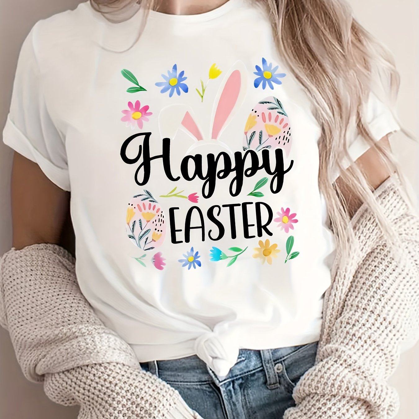 Easter Graphic Casual Sports T-shirt Short Sleeves Women's Activewear