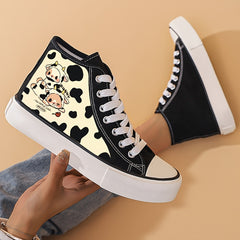 Bunny and Cow Printed High Top Sneakers for Women