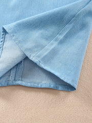 Toddler Girls Zip Up Denim Dress with Flutter Sleeve