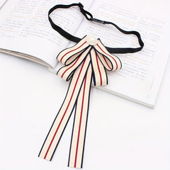 Striped Ribbon Khaki Bow Tie Pre-tied Neckties
