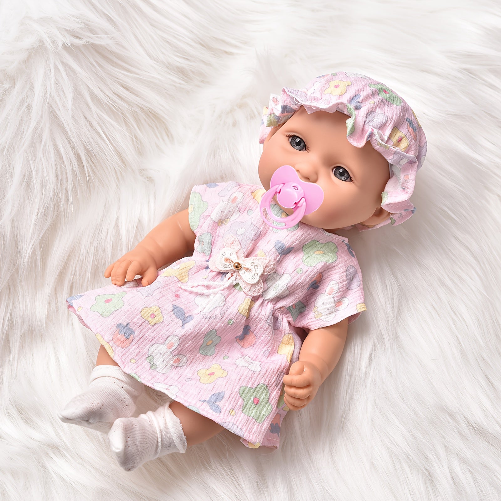 Lifelike 10in Beige Reborn Baby Doll with Clothes & Accessories
