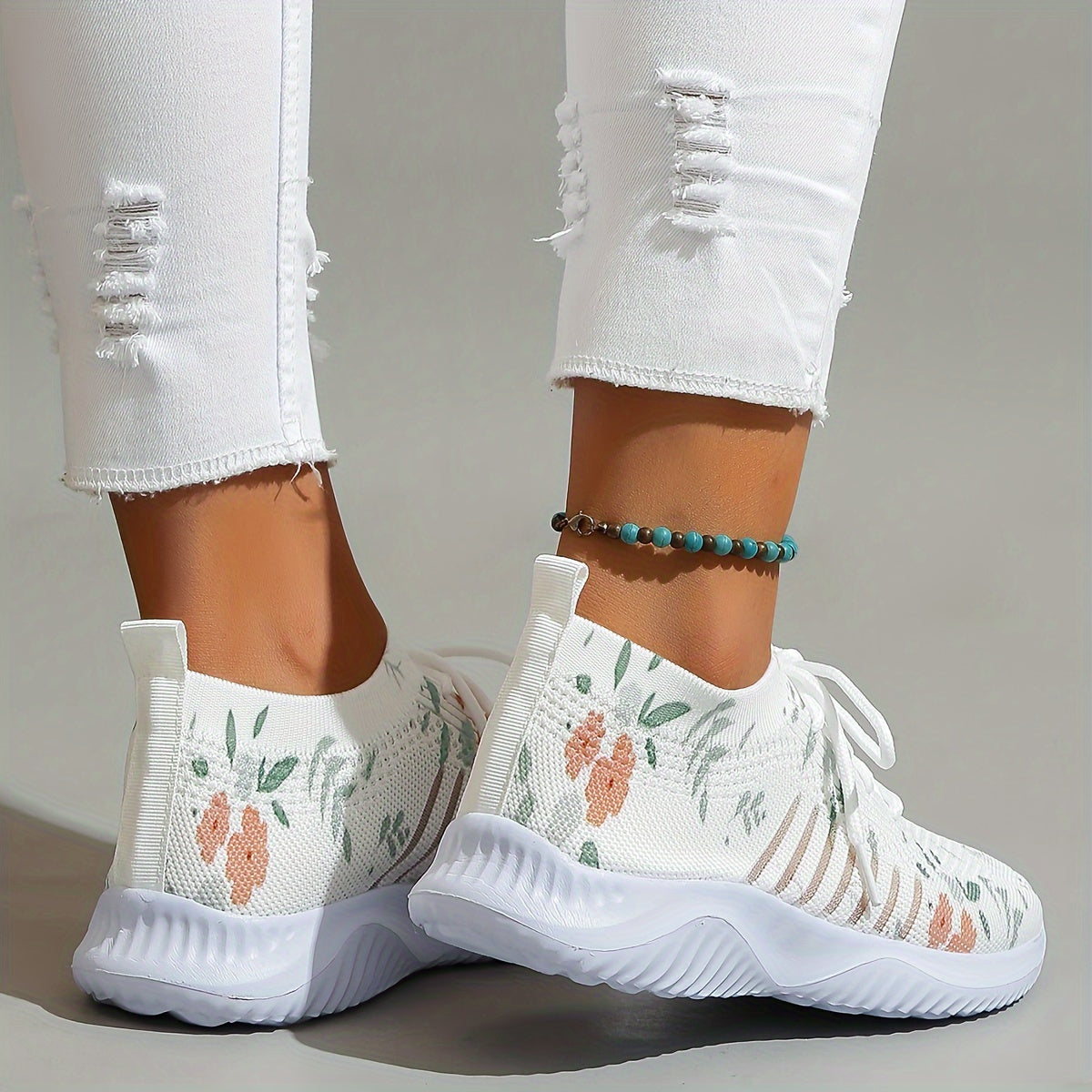 Graphic Print Mesh Breathable Woven Shoes Soft Sole Comfortable Non Slip Shoes