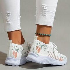 Graphic Print Mesh Breathable Woven Shoes Soft Sole Comfortable Non Slip Shoes