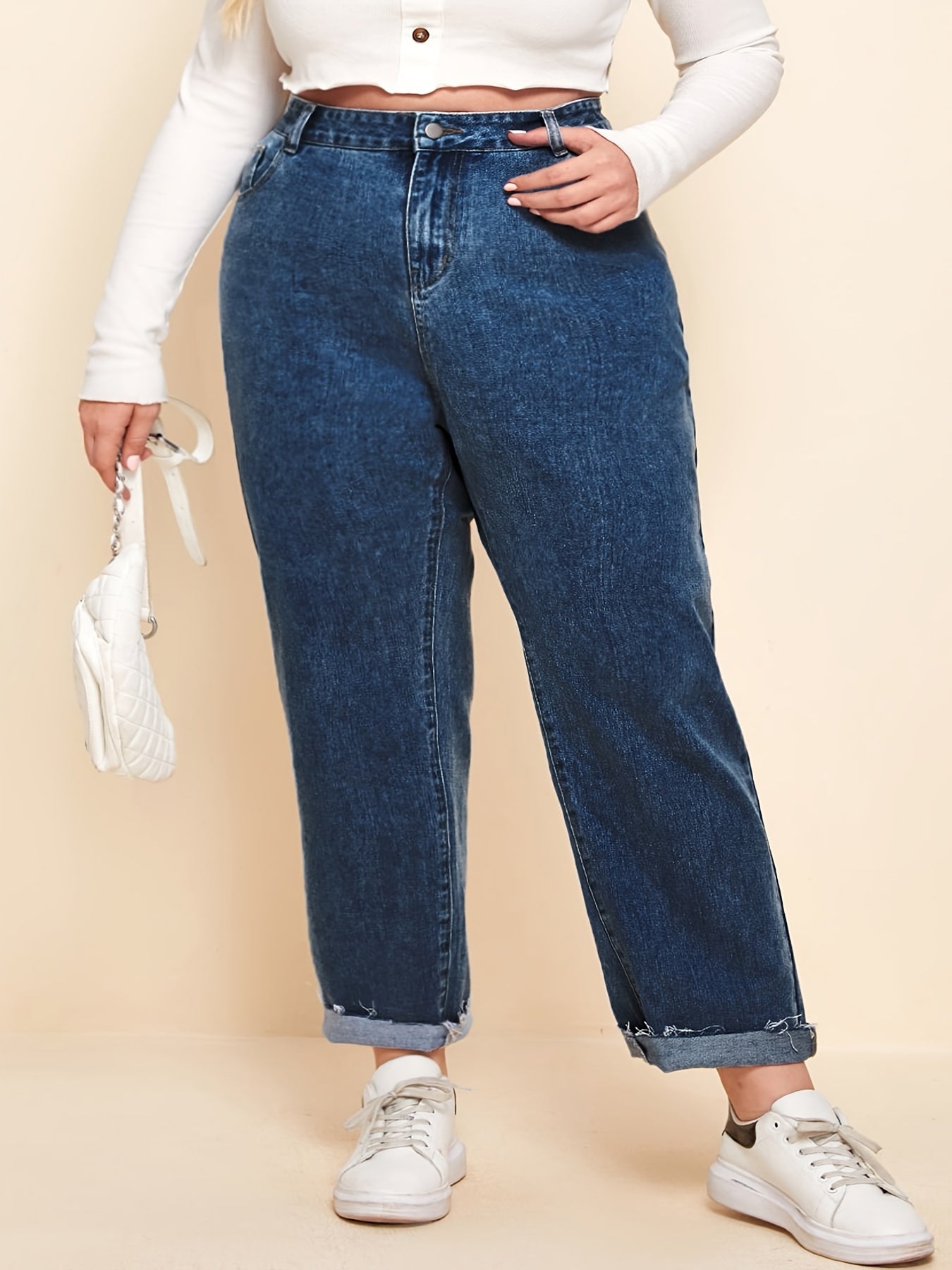 High Waist Straight Leg Cropped Jeans
